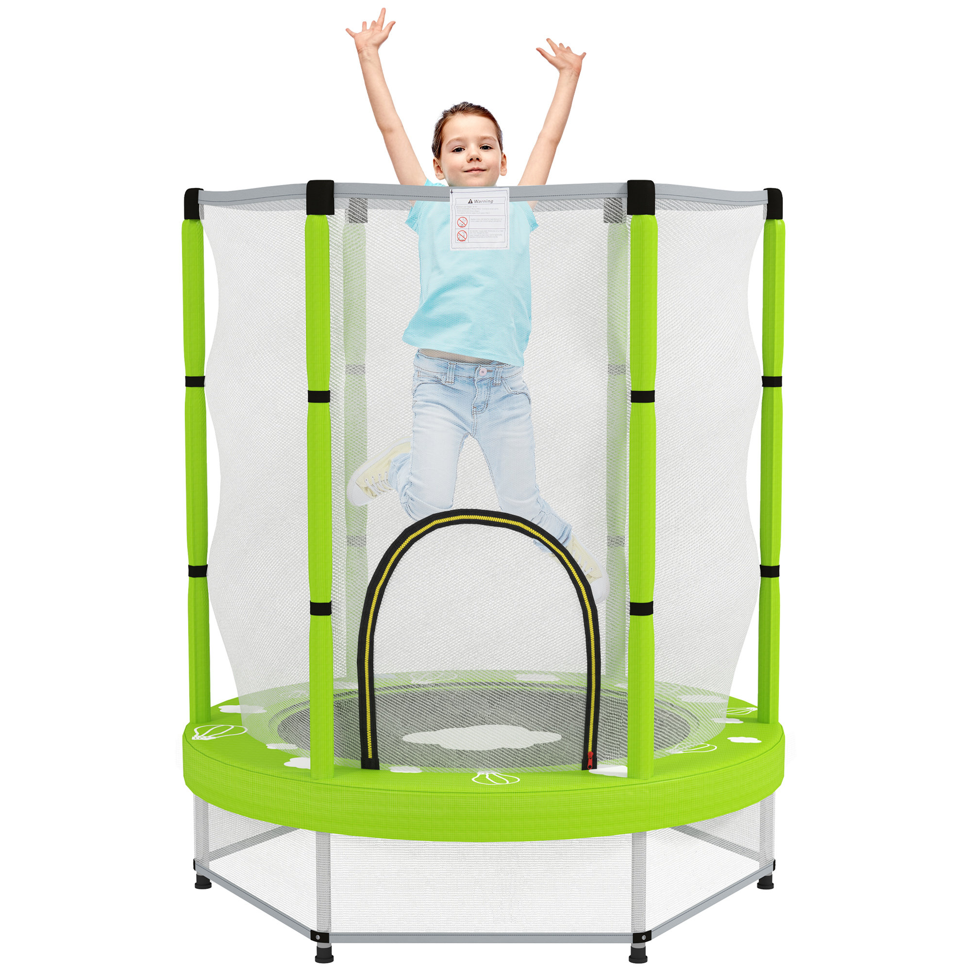 Qaba 4.6ft Trampoline for Kids with Safety Enclosure Net